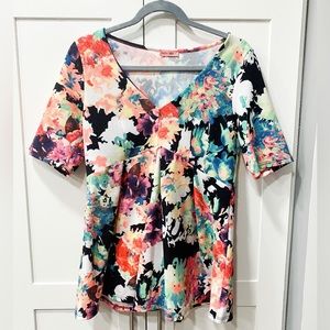 Hello Miz Neon Floral Peplum Maternity Blouse